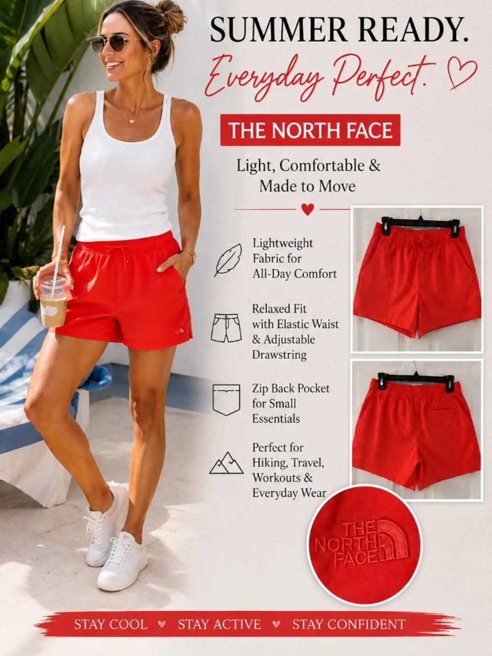The North Face Women’s Red Orange Lightweight Active Shorts Size S